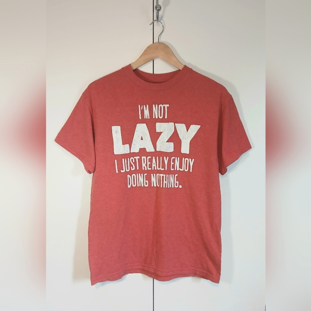 Men’s Medium Red Graphic Tee | “I’m Not Lazy” Funny Quote Shirt by NTD Apparel